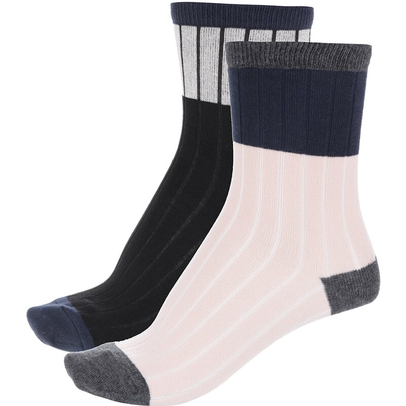 Sada dvou párů černých a růžových ponožek Pieces Paca