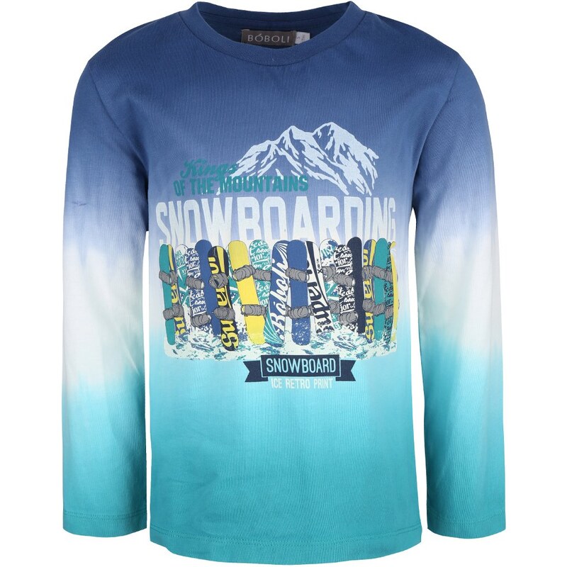 Krémovo-modré klučičí triko se snowboardy Bóboli