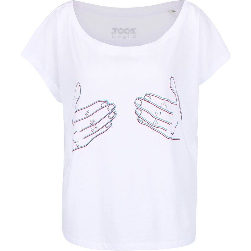 Bílé dámské oversize tričko ZOOT Originál Hands