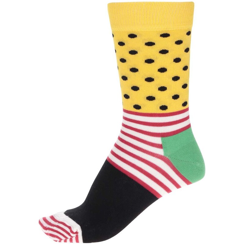 Černo-žluté dámské ponožky Happy Socks Stripe Dot