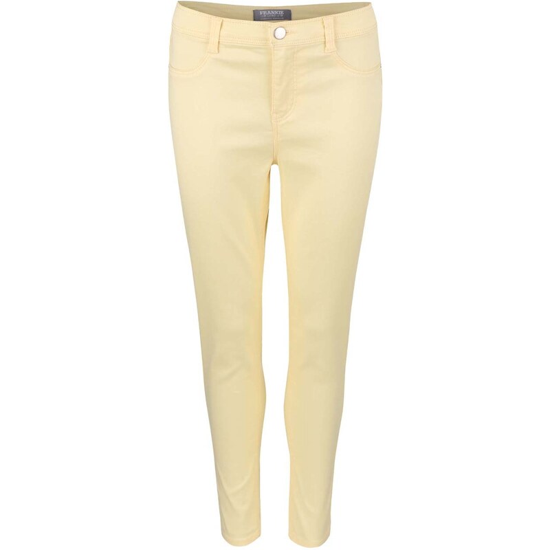 Světle žluté elastické capri kalhoty Dorothy Perkins