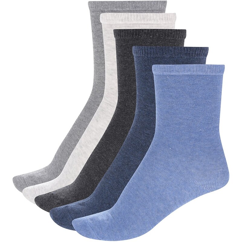 Sada pěti modrých a šedých párů ponožek Pieces Emmy