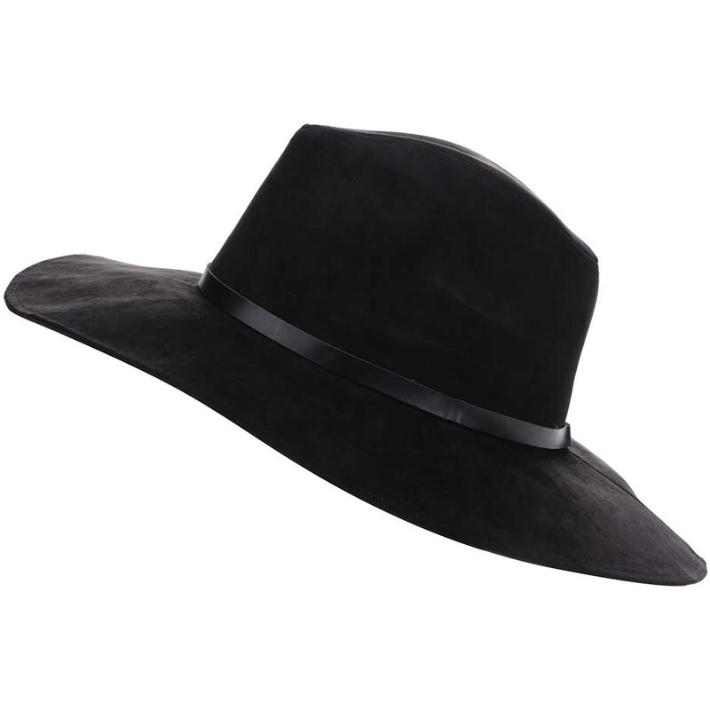 Černý klobouk v semišové úpravě Pieces Bella