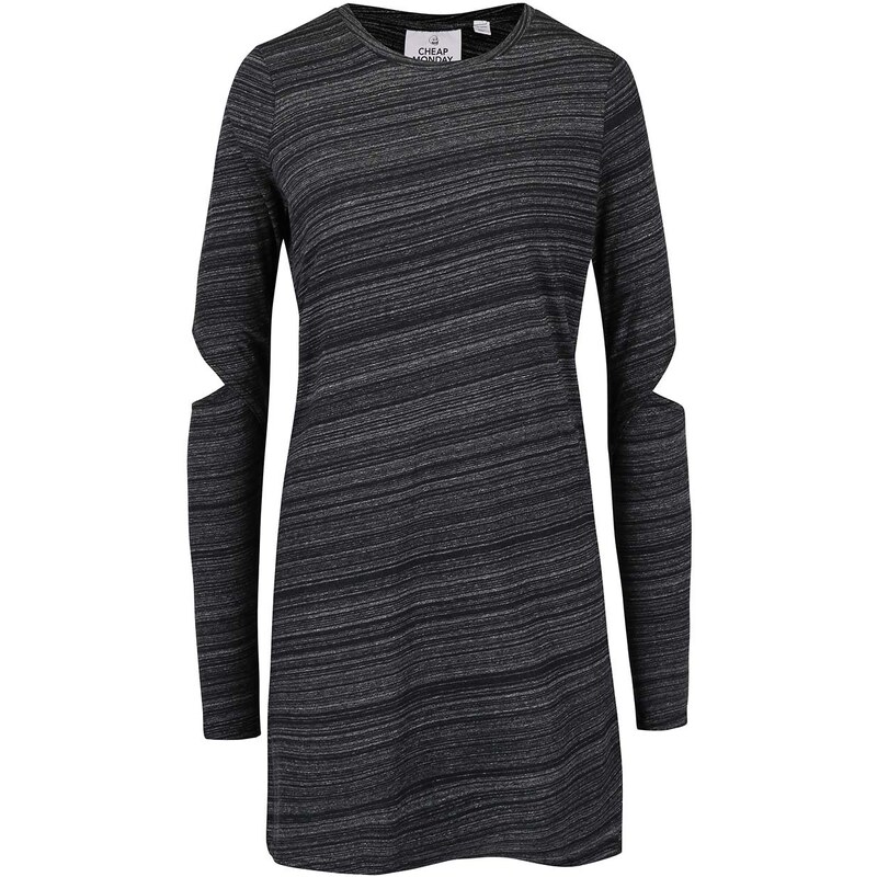 Tmavě šedé dámské žíhané šaty s dlouhým rukávem Cheap Monday Swirl