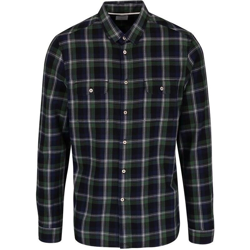 Modro-zelená kostkovaná košile Burton Menswear London
