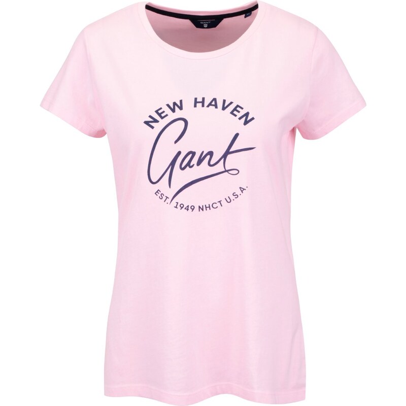 Růžové dámské tričko s potiskem GANT
