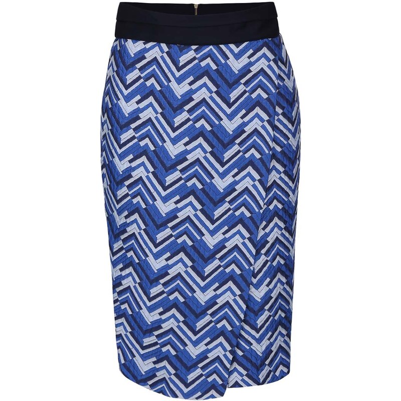 Šedo-modrá překládaná sukně se vzorem Closet