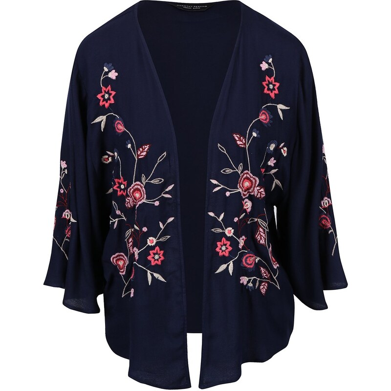 Tmavě modré kimono s vyšívanými květy Dorothy Perkins