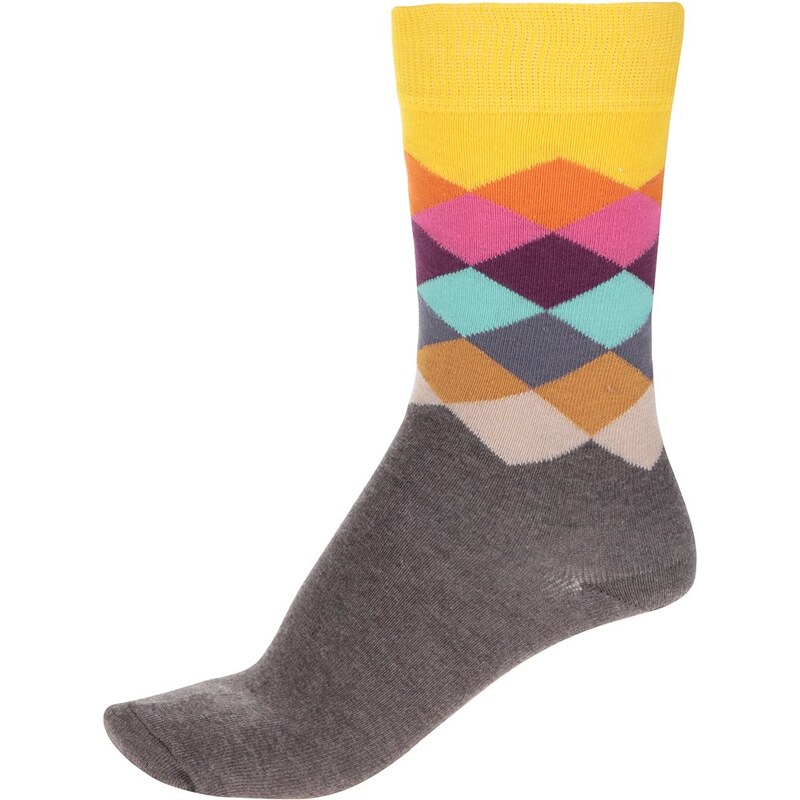 Žluto-hnědé unisex ponožky Happy Socks Faded