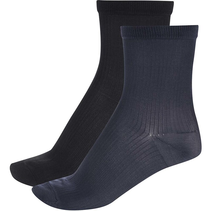 Sada dvou párů ponožek v černé a tmavě modré barvě Pieces Polly