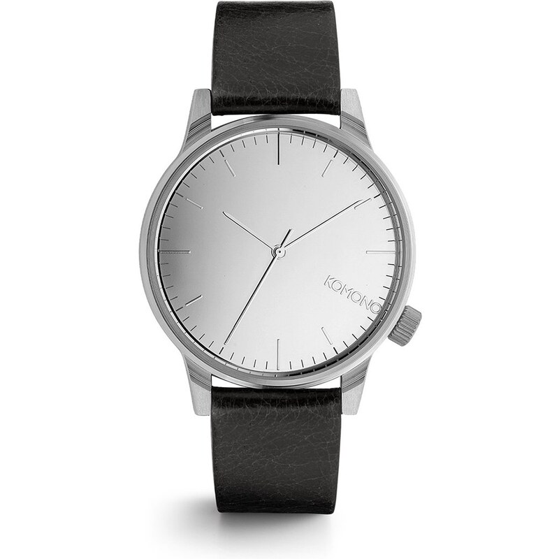 Pánské hodinky ve stříbrné barvě s koženým páskem Komono Winston Mirror