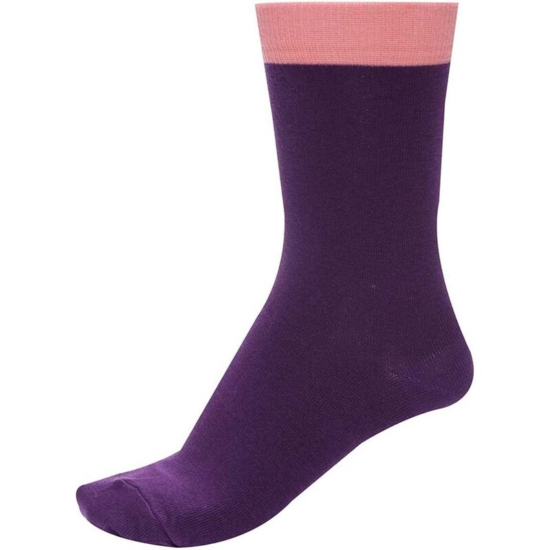 Fialové unisex ponožky s růžovým lemem Ballonet Socks Block Berry