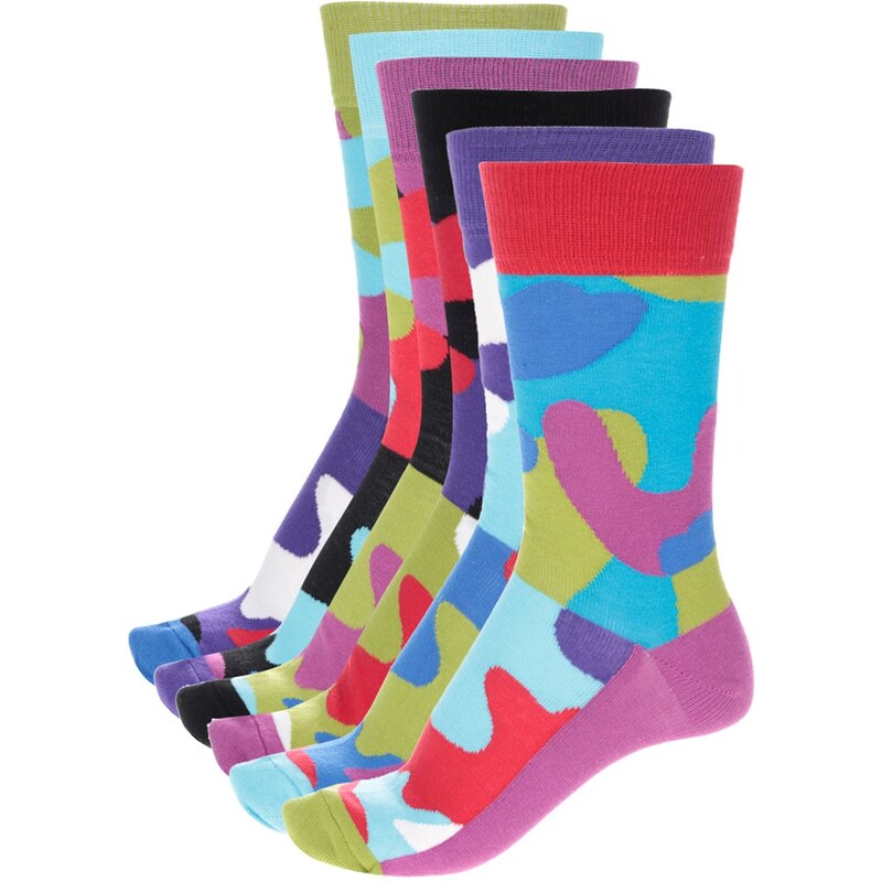 Sada šesti pánských barevných ponožek s maskáčovým vzorem Oddsocks Camo
