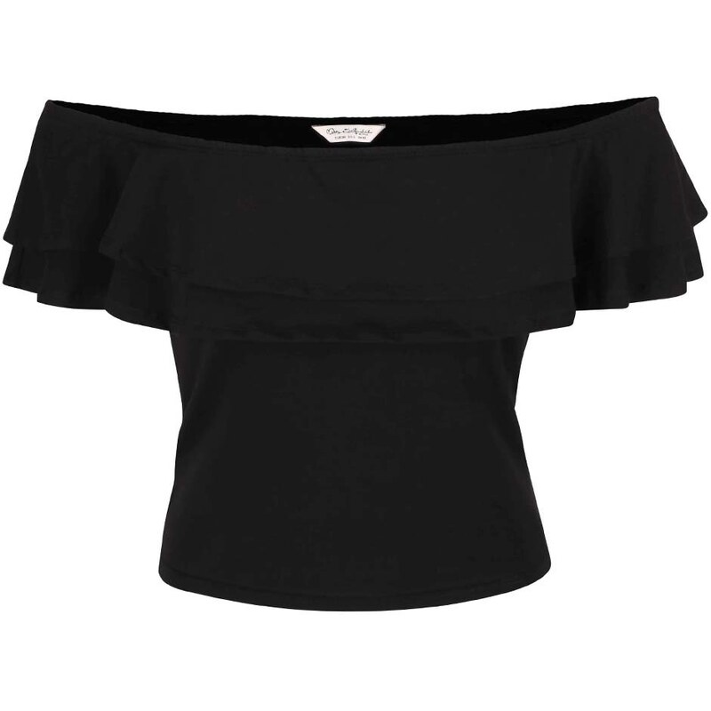 Černé kratší tričko s odhalenými rameny Miss Selfridge