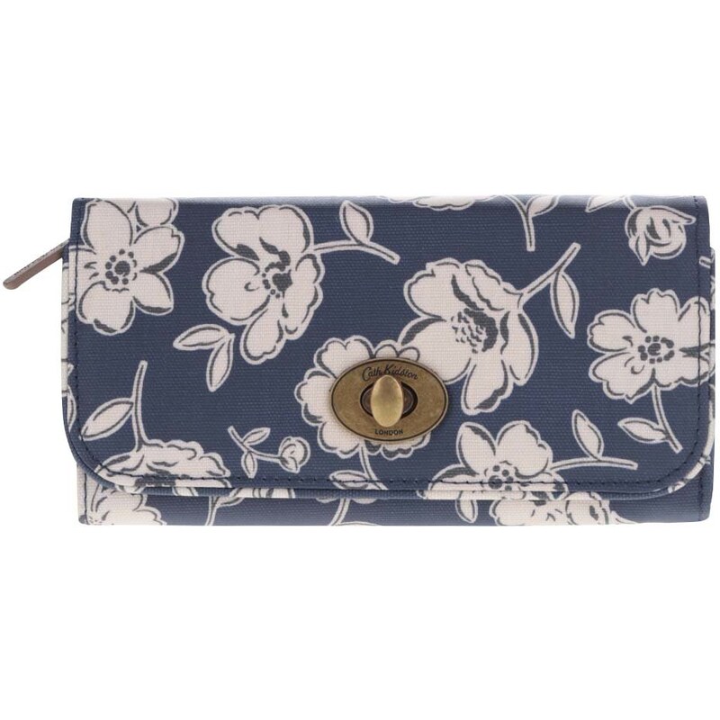Tmavě modrá květovaná peněženka se sponou Cath Kidston