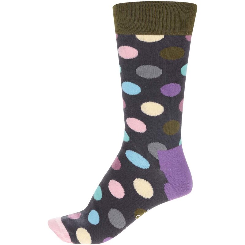 Černé pánské puntíkované ponožky Happy Socks Big Dot