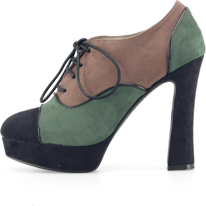Kotníčkové zelené boty Victoria Delef na vysokém podpatku