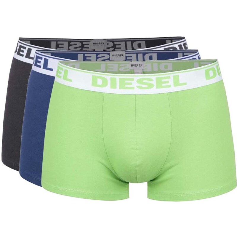 Sada tří boxerek v zelené, modré a šedé barvě Diesel