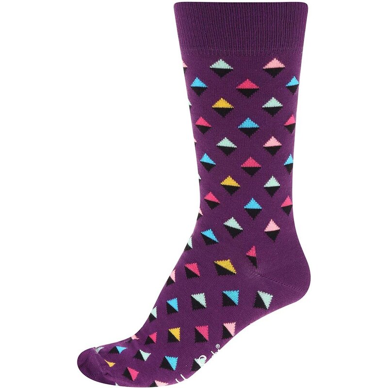 Fialové unisex ponožky s trojúhelníčky Happy Socks Mini Diamond
