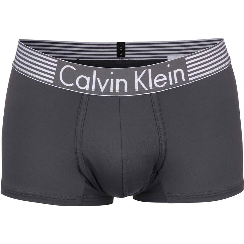 Šedé kratší boxerky s ozdobným pasem Calvin Klein