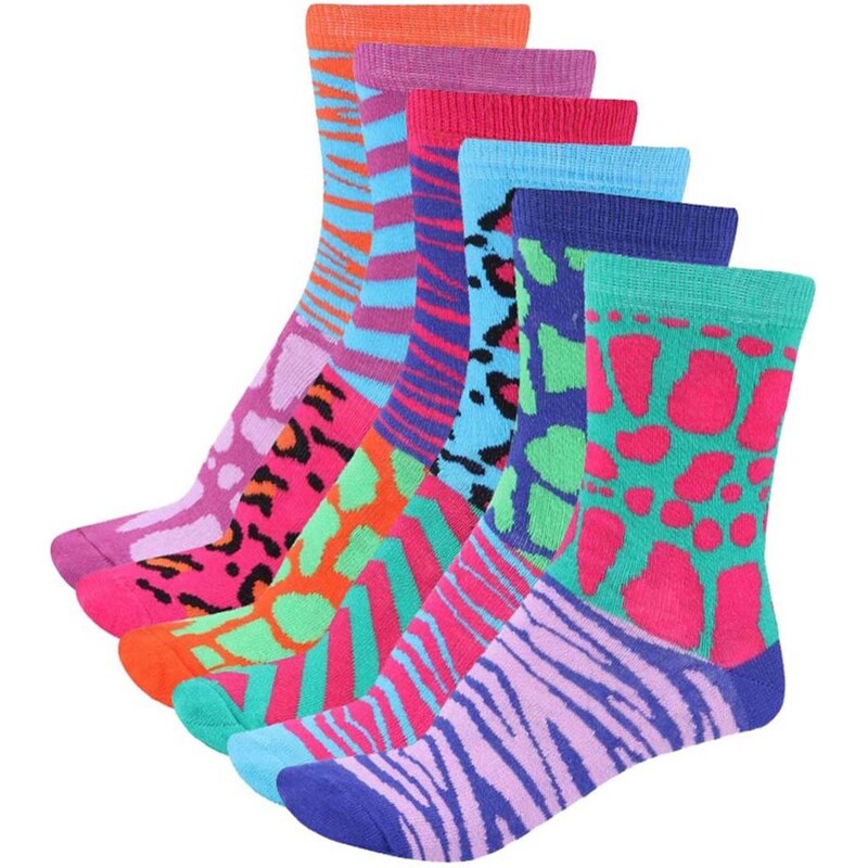 Sada šesti barevných dámských ponožek Oddsocks Glamazon