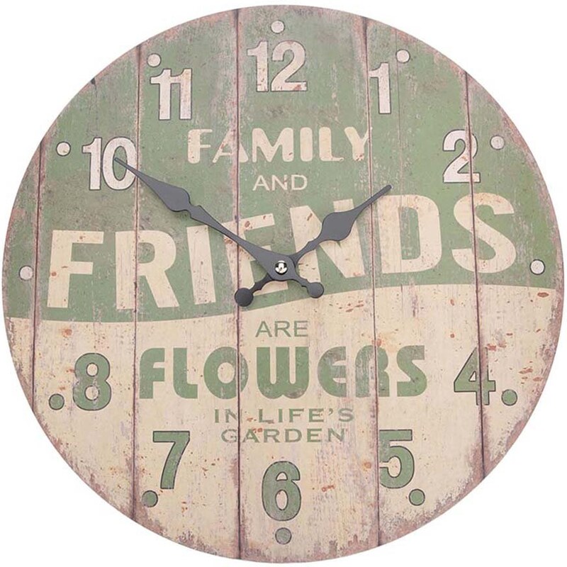 Zelené dřevěné hodiny Dakls Family And Friends