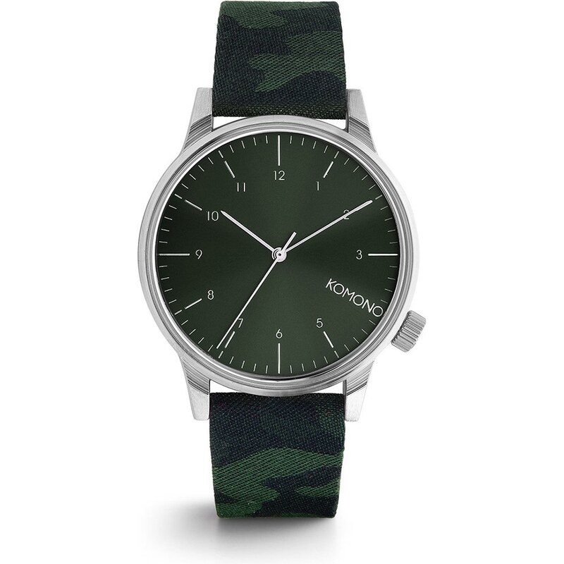 Unisex hodinky ve stříbrné barvě s textilním páskem Komono Winston Print