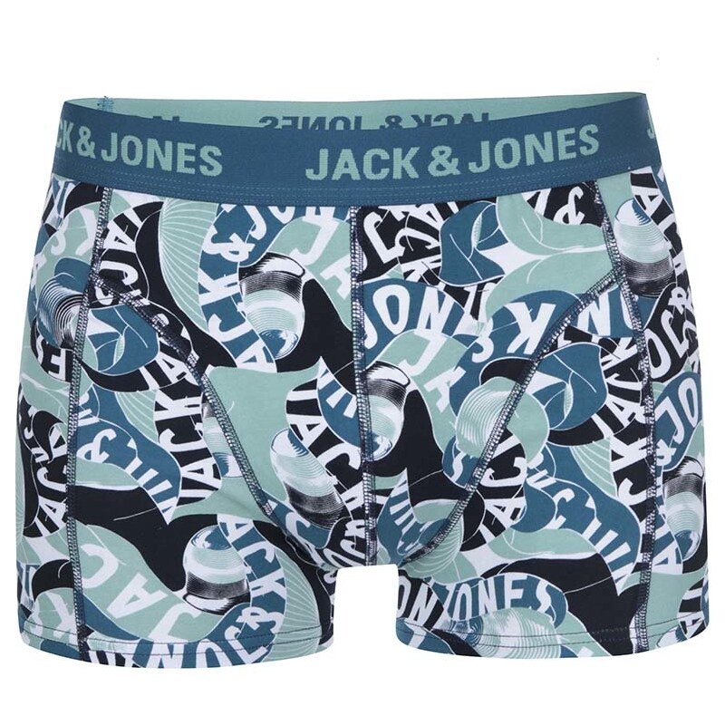 Zeleno-modré vzorované boxerky Jack & Jones Brooklyn