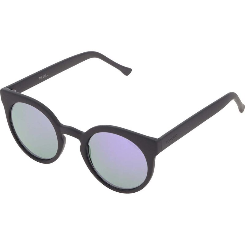 Černé unisex sluneční brýle s fialovým sklem Komono Lulu