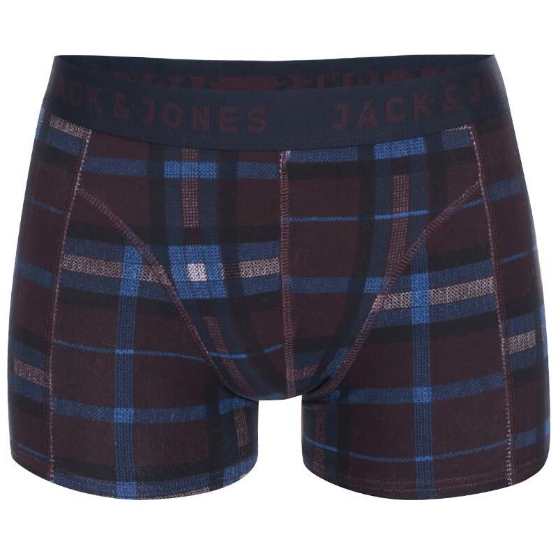 Modro-vínové kostkované boxerky Jack & Jones Check