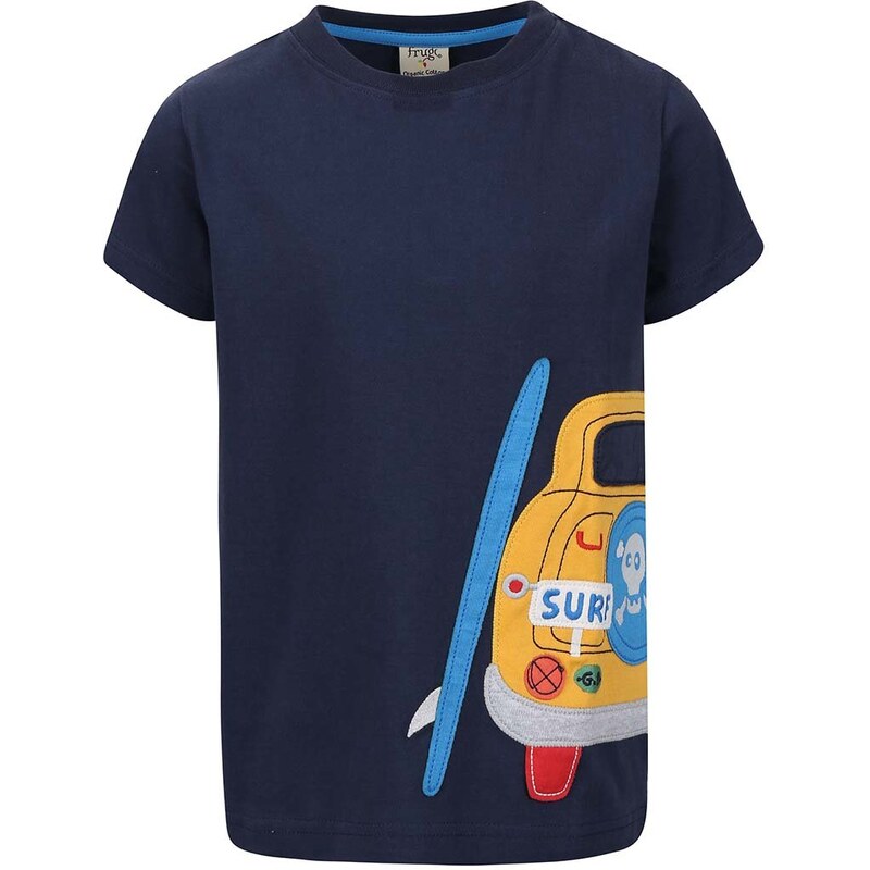 Modré chlapecké tričko s autem Frugi Stanley