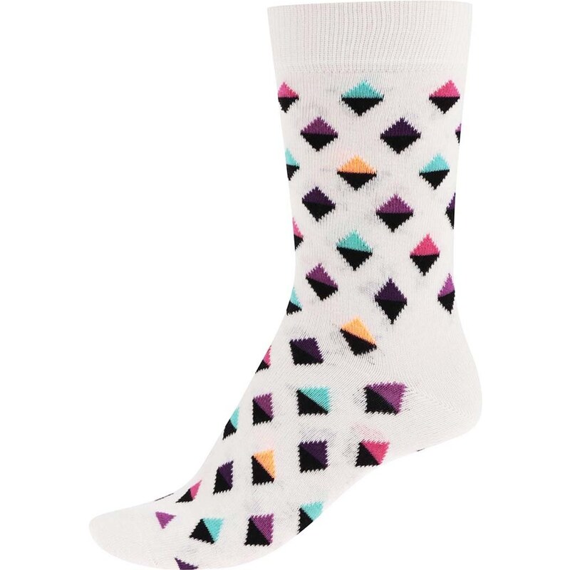 Krémové dámské ponožky s trojúhelníčky Happy Socks Mini Diamond