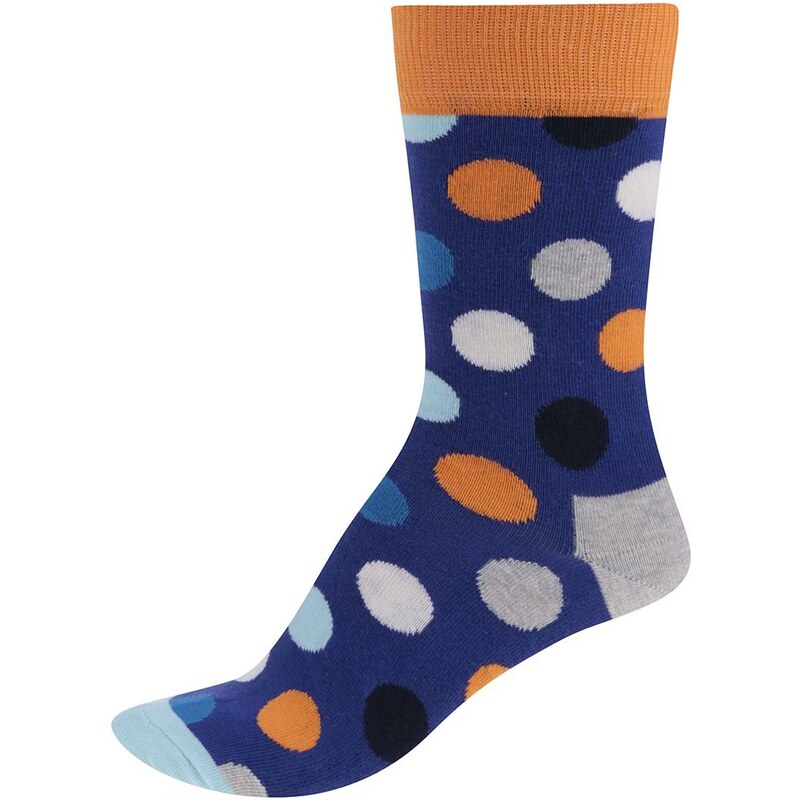 Modré dámské puntíkované ponožky Happy Socks Big Dot