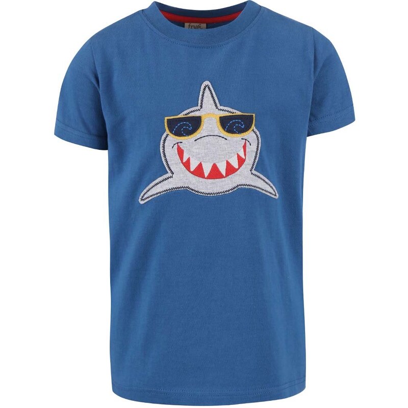 Tmavě modré chlapecké tričko se žralokem Frugi Stanley