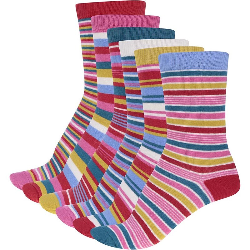 Sada šesti dámských pruhovaných ponožek Oddsocks Stripes