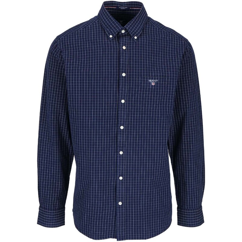 Tmavě modrá pánská košile s kostkovaným vzorem GANT