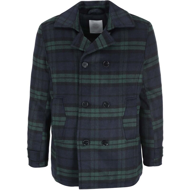 Zeleno-modrý kostkovaný kabát Tailored & Originals Neutoller