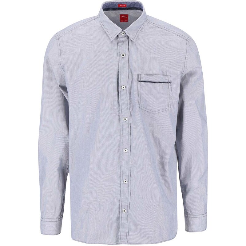 Modro-bílá pruhovaná regular fit košile s náprsní kapsou s.Oliver
