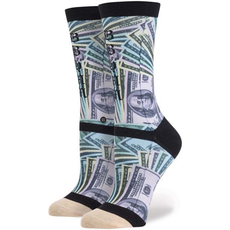 Fialovo-černé dámské ponožky s potiskem bankovek Stance One Dolla