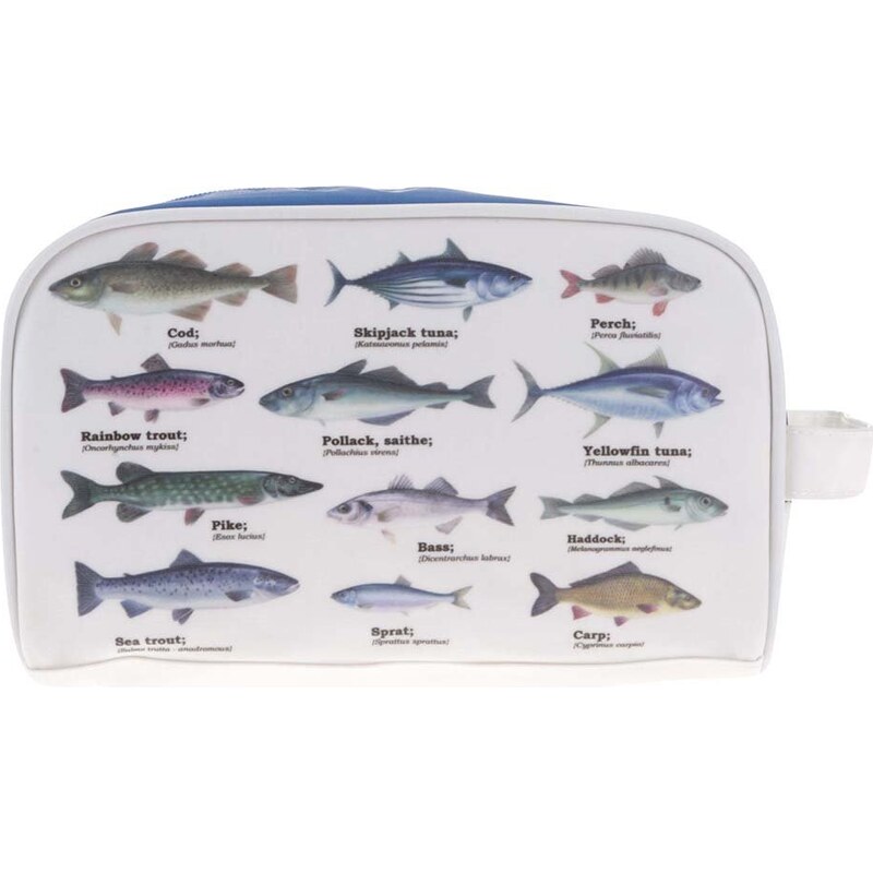 Bílá kosmetická taška s potiskem ryb Gift Republic