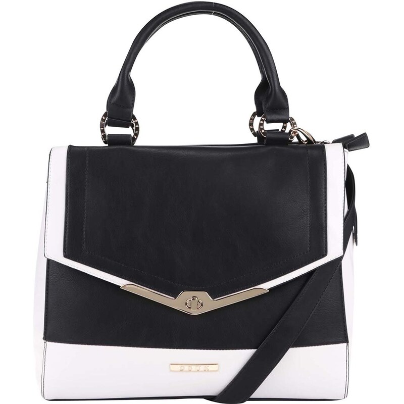 Bílo-černá kabelka s detaily ve zlaté barvě DSUK
