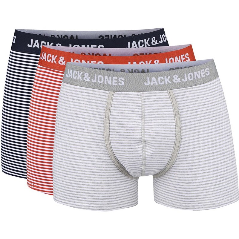 Sada tří barevných pruhovaných boxerek Jack & Jones Synchro