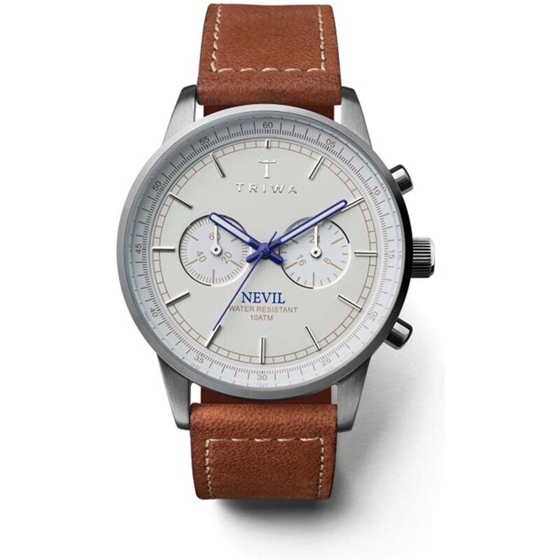 Bílo-modré pánské kožené hodinky TRIWA Nevil