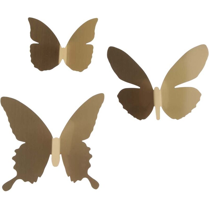 Devítidílná sada nástěnných dekorací-motýlů ve zlaté barvě Umbra Pluff