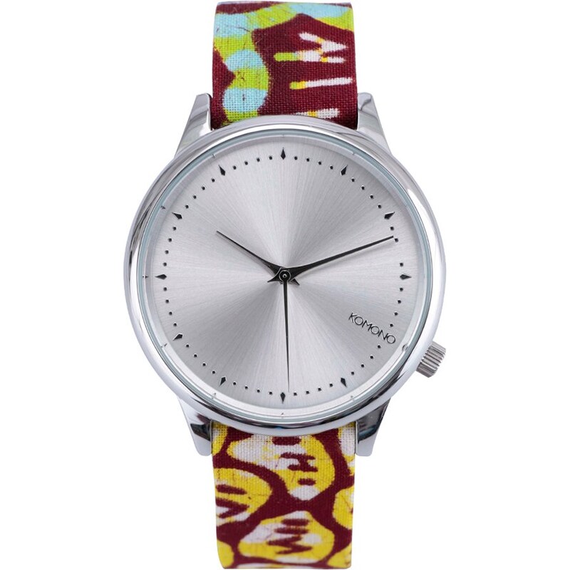 Dámské hodinky ve stříbrné barvě s textilním páskem Komono Estelle Silver