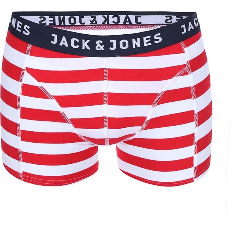 Bílo-červené pruhované boxerky Jack & Jones Yarndyed Block