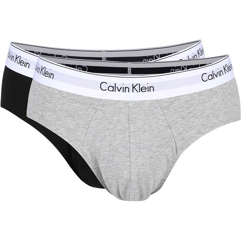 Sada dvou slipů v černé a šedé barvě Calvin Klein