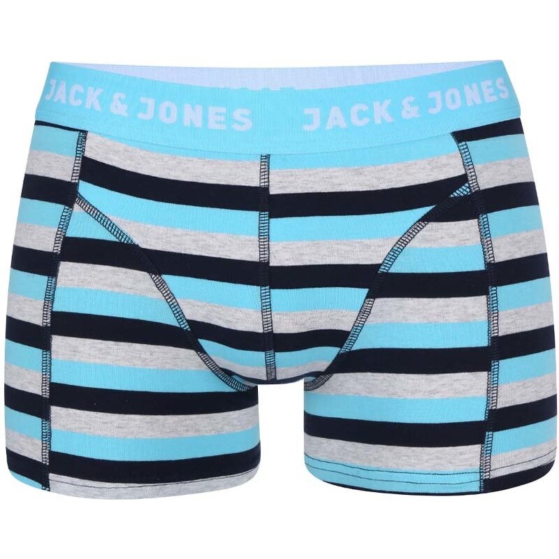 Šedo-modré pruhované boxerky Jack & Jones Stripe