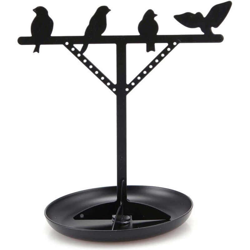 Stojan na šperky v černé barvě s ptáčky Kikkerland Bird