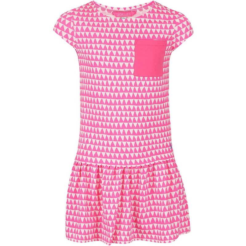 Bílo-růžové holčičí šaty se vzory trojúhelníků Tom Joule